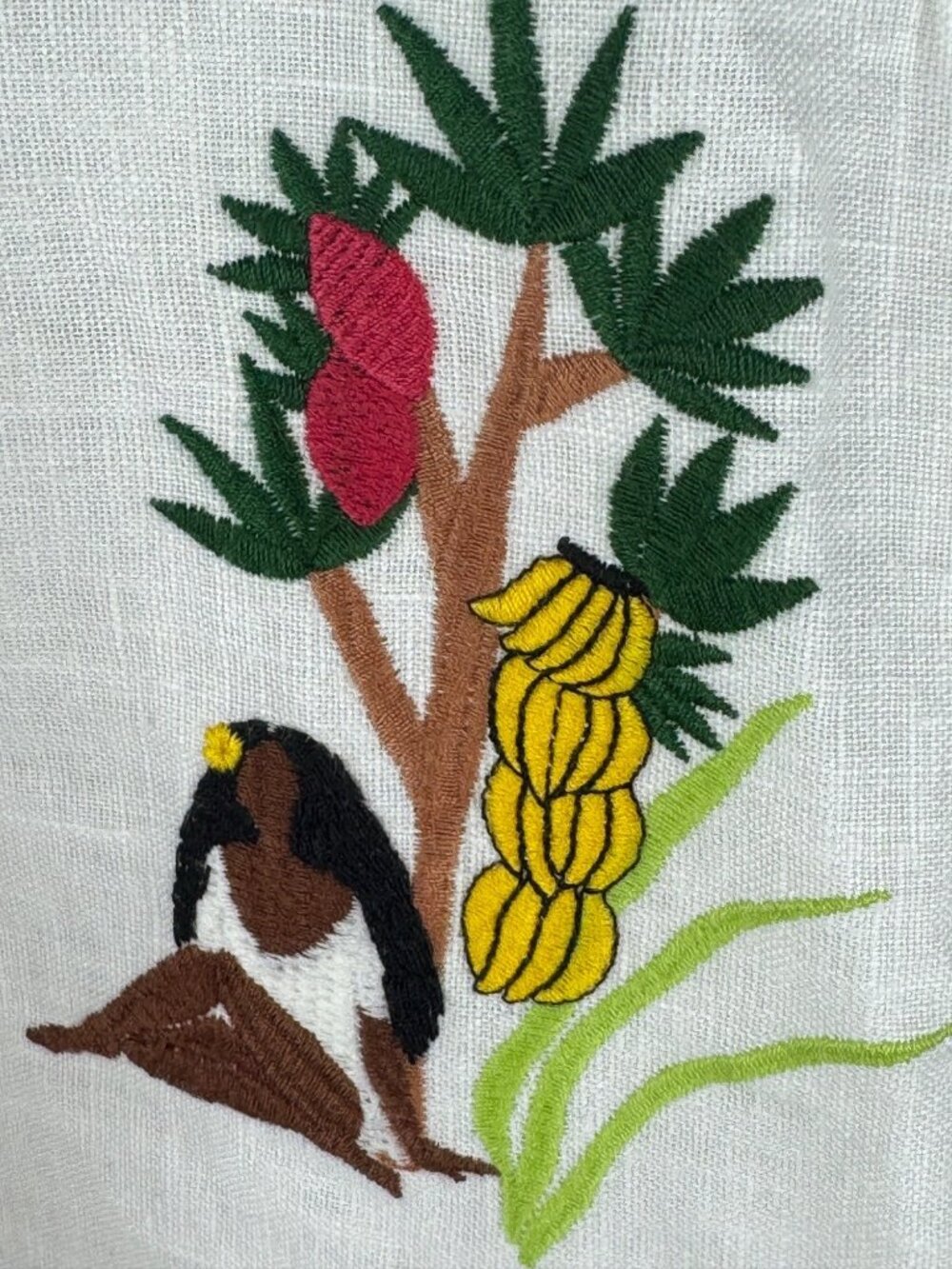 Farm Rio Bahia Girls Embroidered Tropical Midi Dress Size S NWT Linen Bananas - Picture 10 of 12
